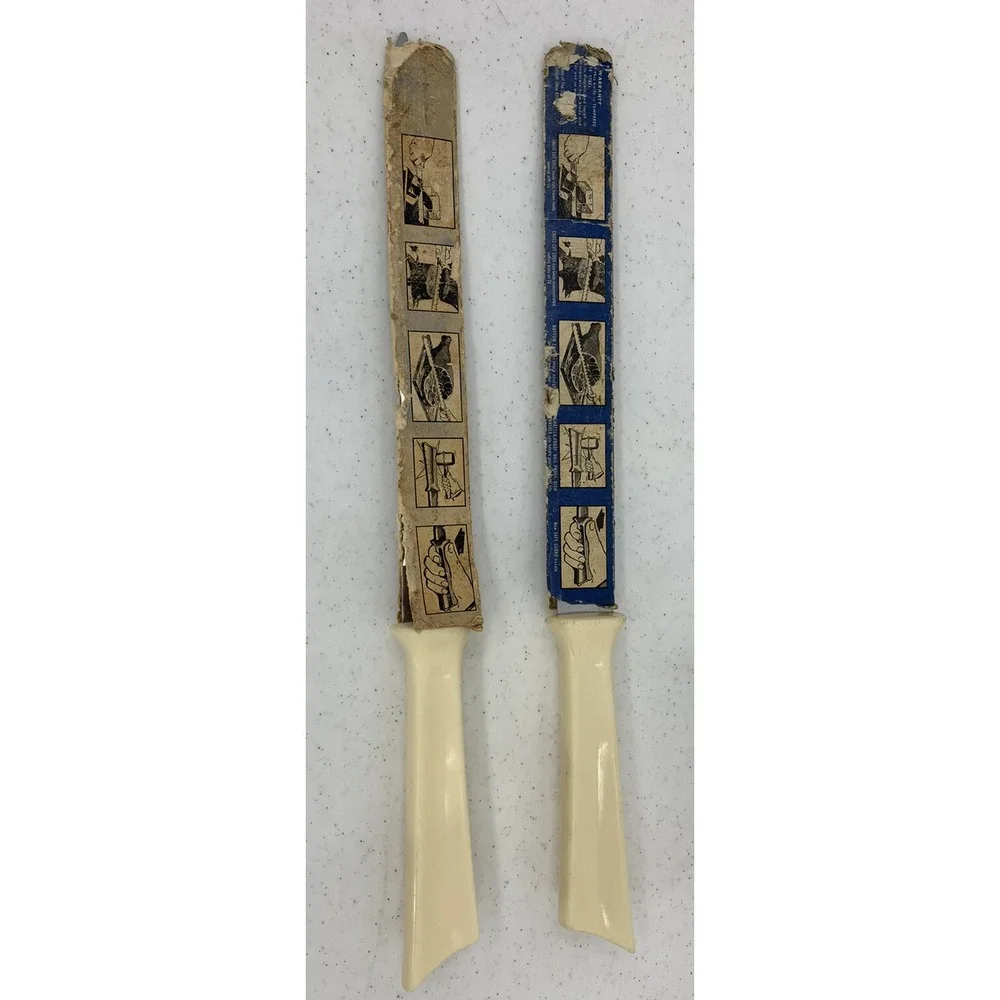 Vintage Quikut Stainless Quikuto Quikkle Carving  Knives Made In USA 9.5